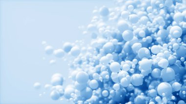 3D kürelerin soyut arkaplanı. Modern plastik pastel baloncuklar. Nano parlak toplar bilim fiziği kavramı