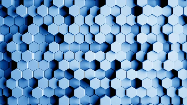 Abstrato azul hexagonal sci-fi honeycomb fundo geométrico. Renderização 3d — Fotografia de Stock