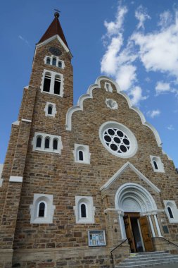 Tarihi kumtaşı Simgesel Yapı ve Lutheran Kilisesi Windhoek, Namibia
