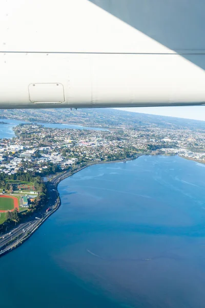 Port Tauranga Péninsule Urbaine Image Aérienne Ville Étendant Horizon Lointain — Photo