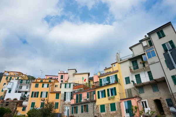 Typical Arhitecture Colors Terrace Homes Italian Village Riomaggiore — Stock Photo, Image