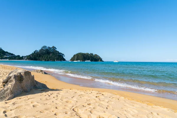 Kaiterteri Gyllene Sandstrand Tasman District Sydön Nya Zeeland Skapar Magnifika — Stockfoto