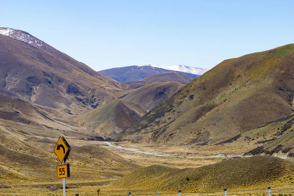 Lindis Pass Landschaft Tussock Hügel — Stockfoto