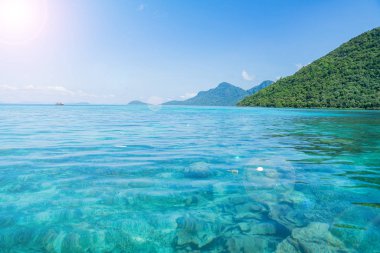 Mükemmel tropikal turkuaz berrak okyanus suyu 