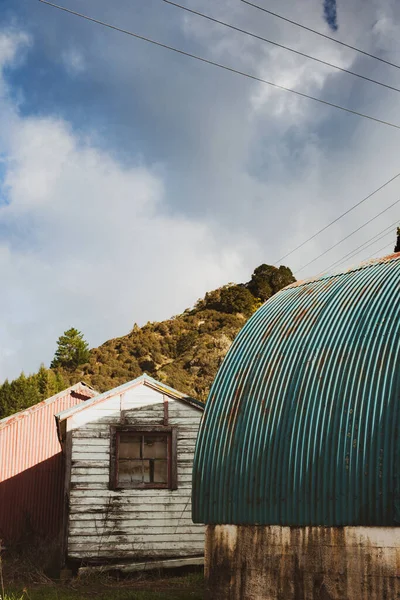 Edifícios Fazenda Rural Velha Whangamomona Nova Zelândia Efeito Vintage — Fotografia de Stock
