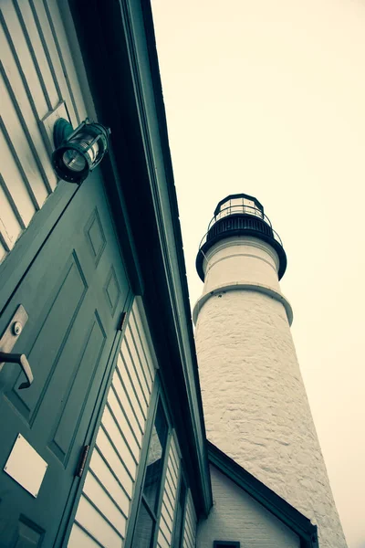 Portland Head Lighthouse Towering Skyward Crossed Processed Image Maine New — Stock Photo, Image