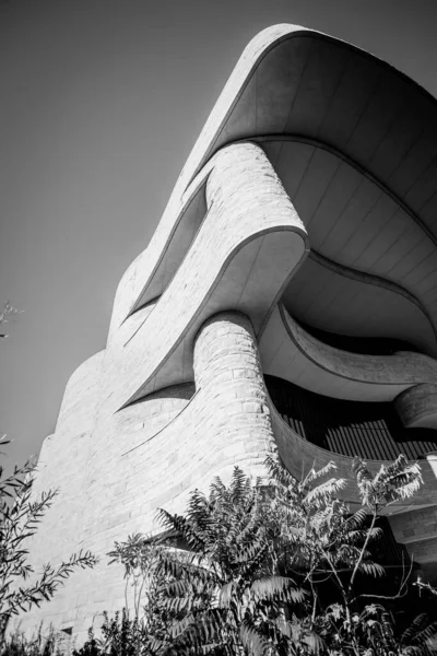 Kurvlinjer Och Arkitektoniska Linjer National Museum American Indian Monokrom Washington — Stockfoto