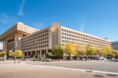 Washington DC USA - October 28 2014; Brutalist architecture of J Edgar Hoover building, home of the FBI clipart