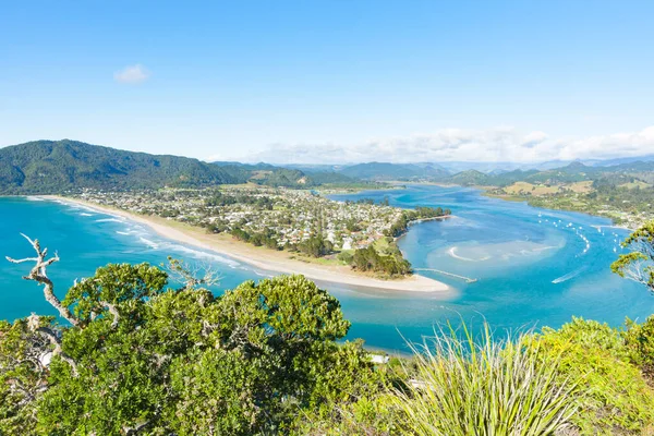 Pohled Město Tairua Pláž Poloostrově Coromandel Nový Zéland — Stock fotografie