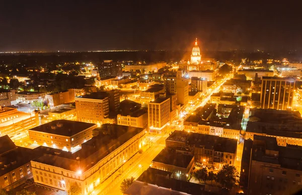 Springfield Illinois Luces Nocturnas Ciudad Abajo Con Cúpula Iluminada Del — Foto de Stock