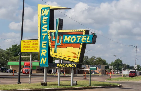 Sayre Oklahoma Eua Setembro 2015 Sinal Retro Significativo Western Motel — Fotografia de Stock