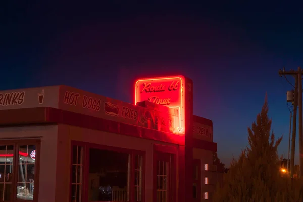 Clinton Usa September 2015 Leuchtendes Neon Retro Route Diner Schild — Stockfoto