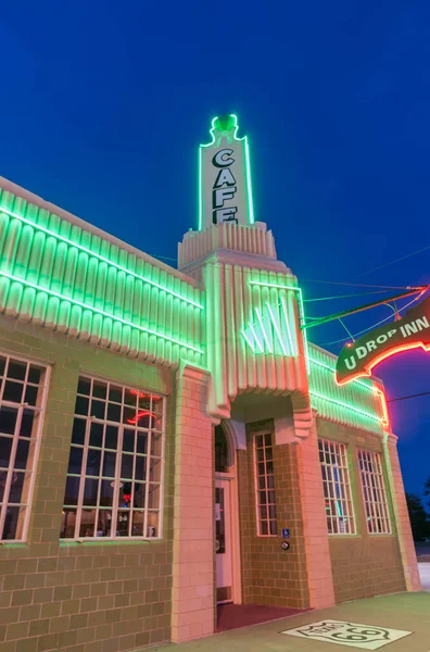 Shamrock Usa Eylül 2015 Drop Inn Cafe Aydınlık Neon Işıklandırmalı — Stok fotoğraf