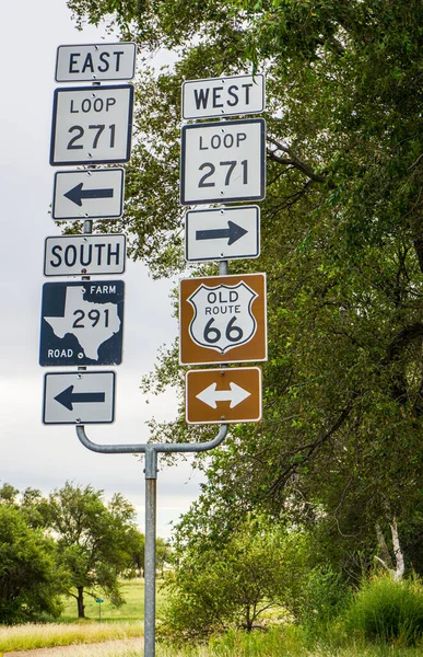 Multi Directional Road Sign Texas — 스톡 사진