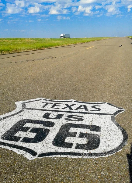 Texas USA - September 13 2015;  sign on road. Another  of incredible variety of 66 signs seen along the historic route