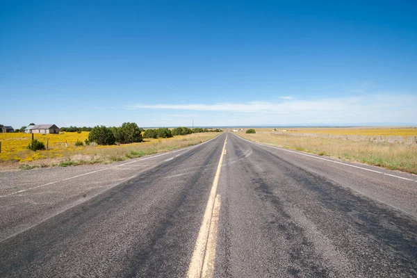 Lange Gerade Straße Voraus Durch Arizonas Landschaft — Stockfoto