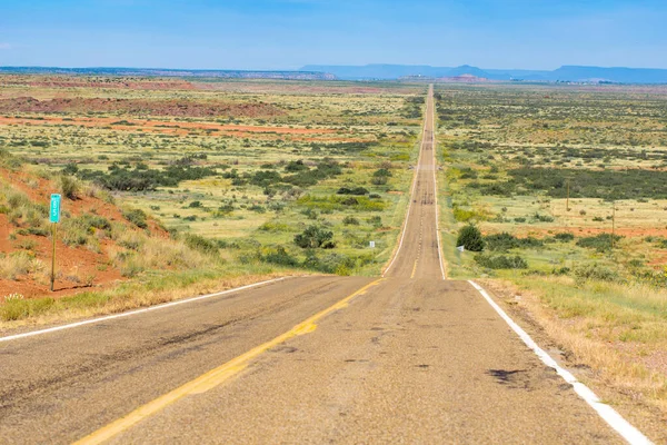 Longue Route Droite Disparaissant Dans Distance Paysage Arizona — Photo