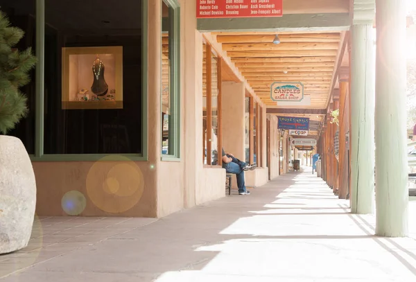 Taos Usa Września 2015 Długa Weranda Centrum Handlowym Przy Ulicy — Zdjęcie stockowe