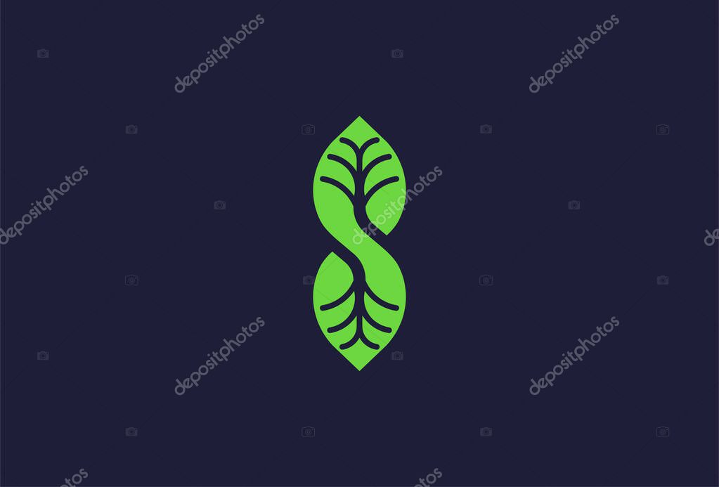 Initial Letter S Leaf logo design, letter S with leaf combination, vector illustration