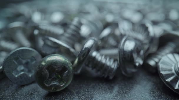 Macro Screws Cinematic Extreme Close Ecu Moving Left Right Bunch — Stock Video