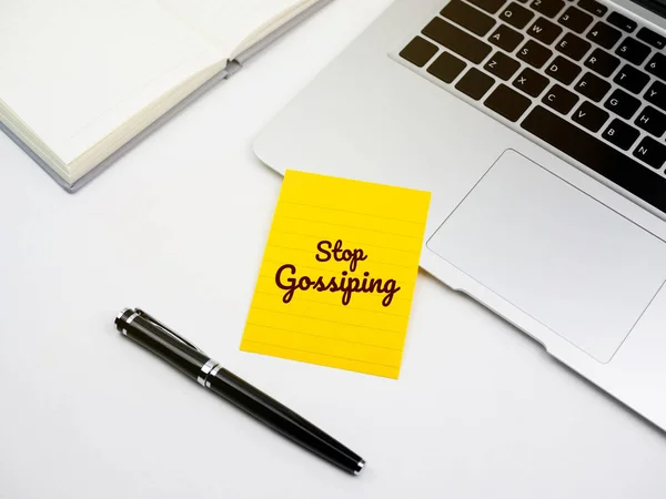 Stop Gossiping Text Sticky Note Work Desk — Stock Photo, Image