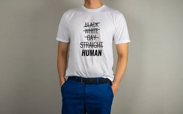 Krzyż Nad Orientacji Seksualnych Nie Ludzkiej Tekst Shirt — Zdjęcie stockowe