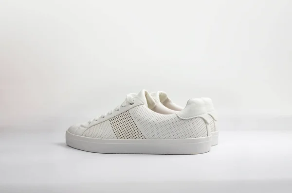 White, new and clean sneaker shoes on white background