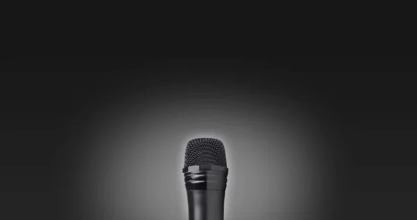 Mikrofon Överdel Som Närbild Svart Bakgrund — Stockfoto