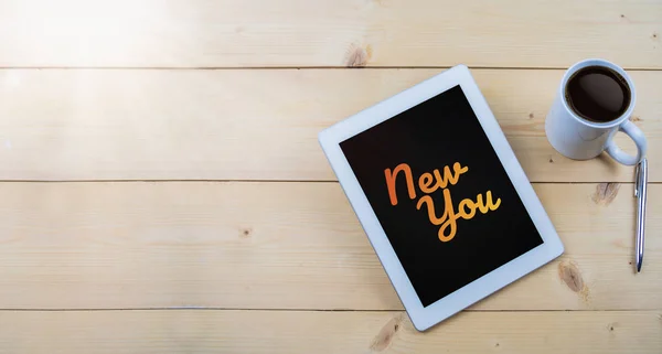 New You Text Tablet Work Table — Stock Photo, Image