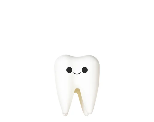 Білий Зуб Смайликом Білому Тлі Відсічним Контуром — стокове фото
