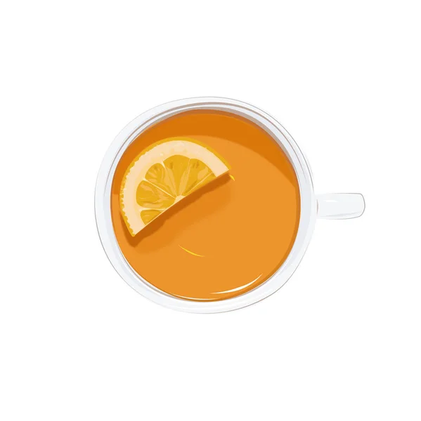 Иллюстрация чашки чая с лимоном сверху, клип-арт изолирован — стоковое фото