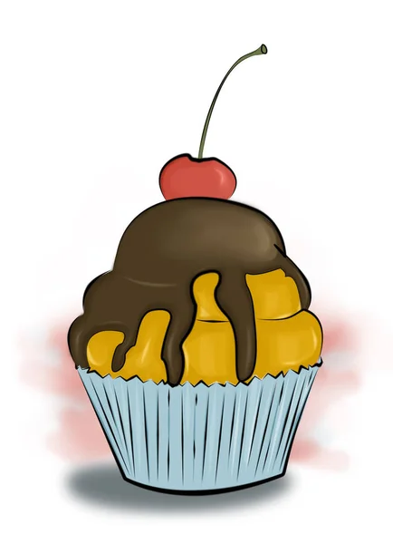 Süßes Dessert Muffin Cupcake in einer Papierverpackung Illustration — Stockfoto