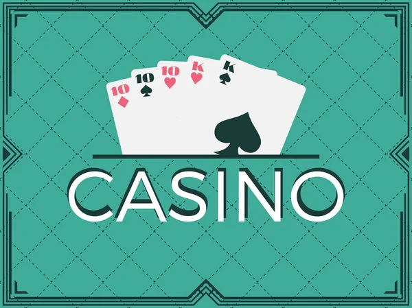 Casino Poker Game Full House Art Deco Frame Vector Illustration — Stock Vector