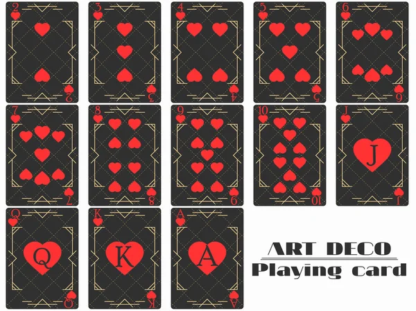 Jogar Cartas Cartões Poker Estilo Art Deco Design Original Ilustração — Vetor de Stock