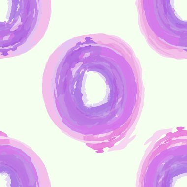 Suluboya daireler ile Seamless modeli boyama. Pembe ve mor renk. Vektör çizim