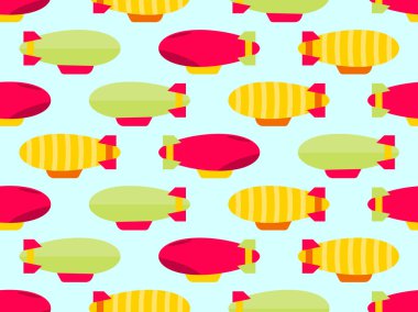 Zeplin seamless modeli. Renkli airships. Vektör çizim