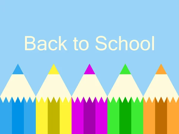 学校に戻るカラフルな鉛筆 青い背景 学年の始まり ベクトル図 — ストックベクタ