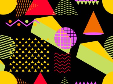 Memphis seamless modeli. Geometrik öğeleri memphis 80 tarzı. Bauhaus retro. Vektör çizim.
