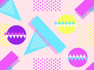 Memphis seamless modeli. Geometrik öğeleri memphis 80 tarzı. Bauhaus retro. Vektör çizim.