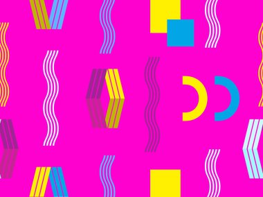 Memphis seamless modeli. 80 lerin tarzında bir memphis unsurları ile soyut geometrik arka plan. Bauhaus retro. Vektör çizim