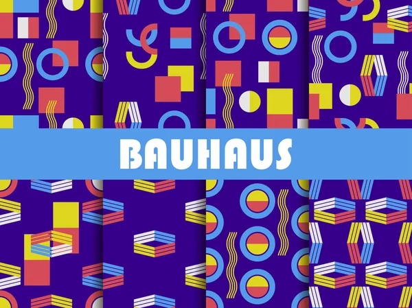 Conjunto Patrón Geométrico Sin Costuras Diseño Bauhaus Fondo Estilo Memphis — Vector de stock