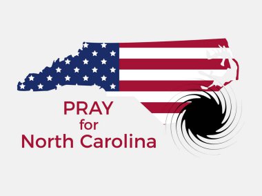 Kuzey Carolina için dua ediyorum. Kasırga, doğal afet. Fırtına uyarısı. Vektör çizim