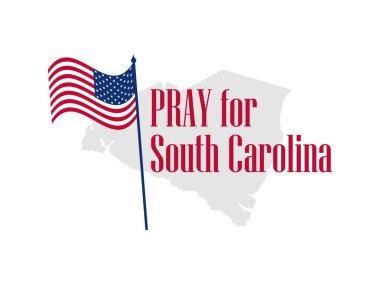 Güney Carolina için dua ediyorum. Kasırga, doğal afet. Fırtına uyarısı. Vektör çizim