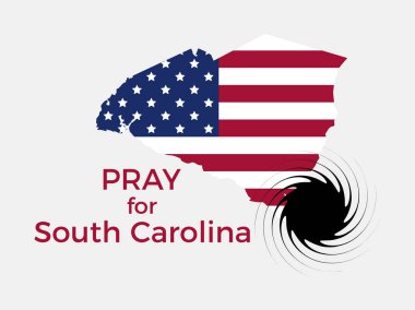 Güney Carolina için dua ediyorum. Kasırga, doğal afet. Fırtına uyarısı. Vektör çizim