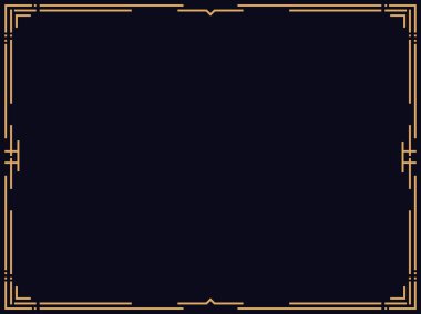 Art deco çerçeve. Klasik doğrusal sınır. Davetiyeler, broşürler ve tebrik kartları için bir şablon tasarla. 1920 'lerin tarzı - 1930' lar. Vektör illüstrasyonu