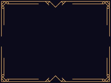 Art deco çerçeve. Klasik doğrusal sınır. Davetiyeler, broşürler ve tebrik kartları için bir şablon tasarla. 1920 'lerin tarzı - 1930' lar. Vektör illüstrasyonu