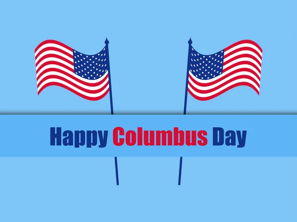 Columbus Day Discoverer America Usa Flag Continent Holiday Banner Vector — Stock Vector