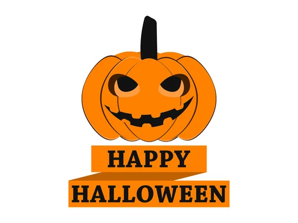 Joyeux Halloween Citrouille Avec Ruban Élément Conception Carte Vœux Illustration — Image vectorielle