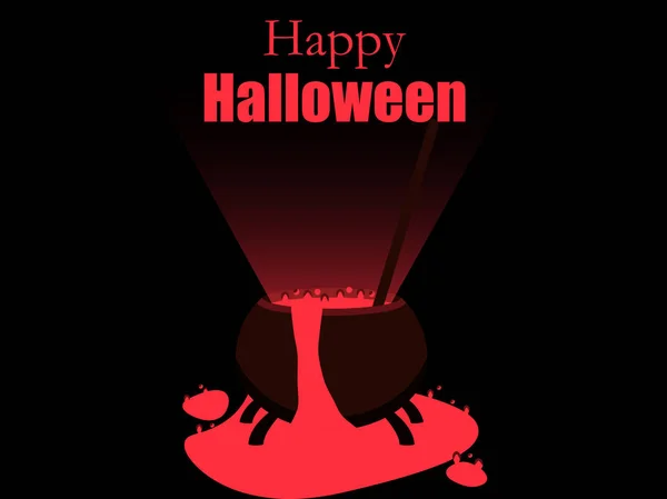 Halloween Witches Cauldron Potion Pours Out Cauldron Magical Boiler Vector — Stock Vector