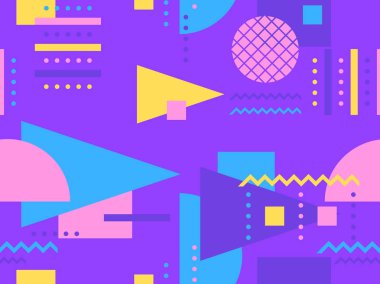 Memphis seamless modeli. Geometrik öğeleri memphis 80'li yılların tarzında. Vektör çizim